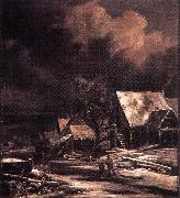 Jacob van Ruisdael Village at Winter at Moonlight oil painting picture wholesale